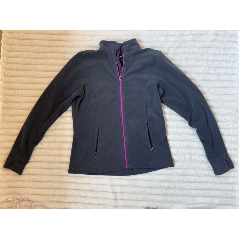 C9 by Champion Gray Full Zip Fleece Jacket with Hot Pink Accents Size Medium